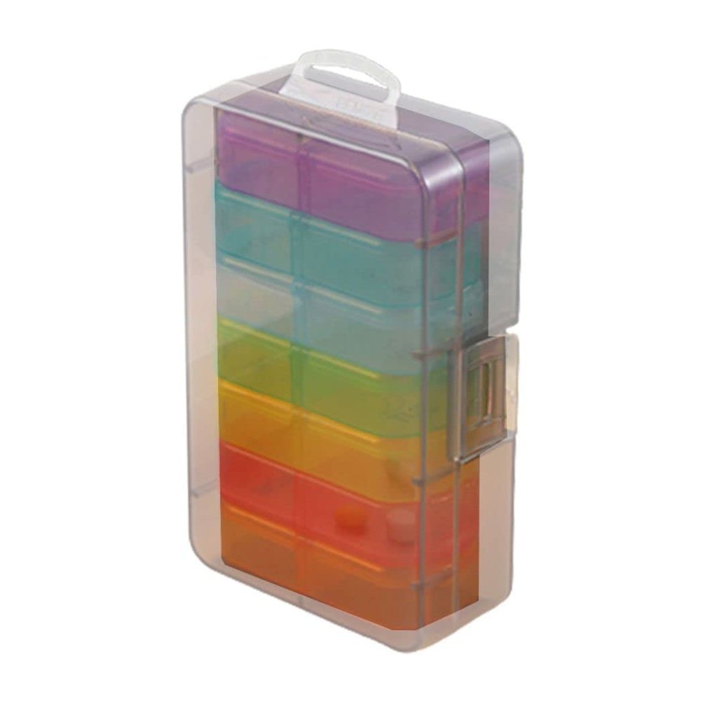 7 Day Pill Organizer AM PM 2 Times a Day, Weekly Pill Organizer, Large Capacity Weekly Pill Case Twice Daily, Rainbow Morning Evening Pill Case 14 Compartments Medicine Box