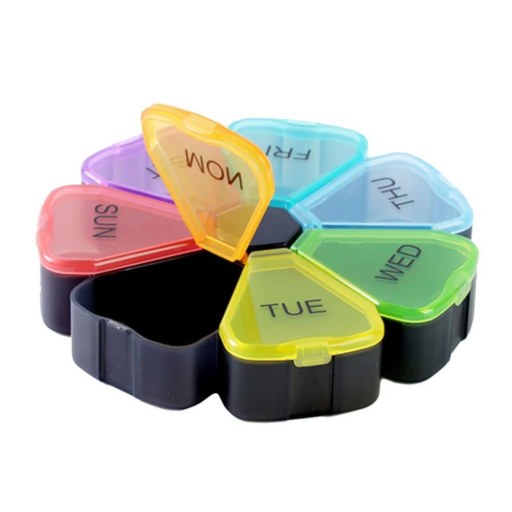 Weekly Pill Organizer, Seven Day Pill Box , Large Capacity Compartments Pill Containers, Portable Travel Medicine Case for Supplements, Vitamins and Fish Oils