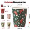 Sawysine 100 Pcs Christmas Paper Cups Disposable Cup 9 oz Coffee Hot Chocolate Tea Drinking Party Supplies for Holiday Xmas Cold Beverages view 3