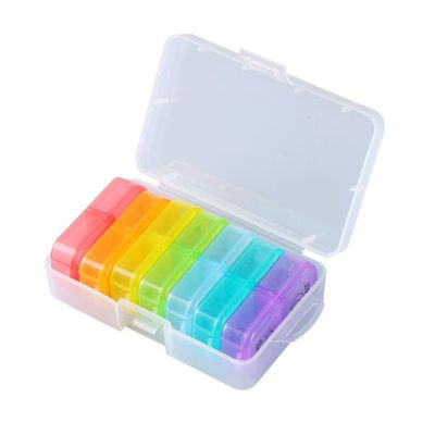 7 Day Pill Organizer AM PM 2 Times a Day, Weekly Pill Organizer, Large Capacity Weekly Pill Case Twice Daily, Rainbow Morning Evening Pill Case 14 Compartments Medicine Box