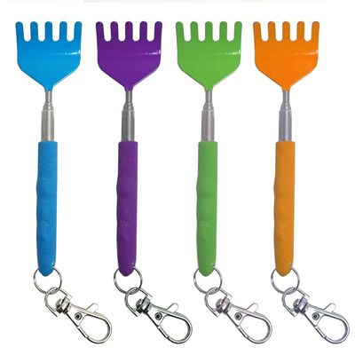 2Pc Telescopic Back Scratcher Keychain Metal Extendable Eliminating Itching Body