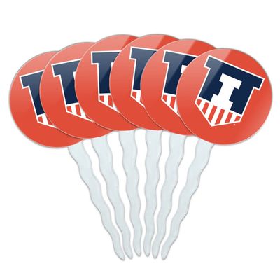 GRAPHICS & MORE University of Illinois Secondary Cupcake Picks Toppers Decoration Set of 6