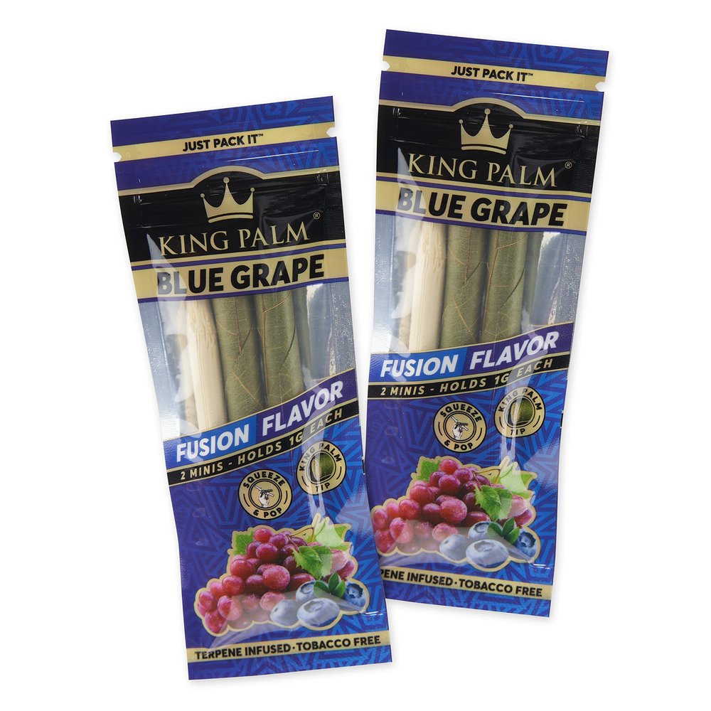 King Palm Mini Size Cones - 2 Rolls per Pack, 2 Packs - Pre Rolled Cones - Natural Cones - Corn Husk Filter - Preroll Cones - Prerolled cones with Filter (Blue Grape)