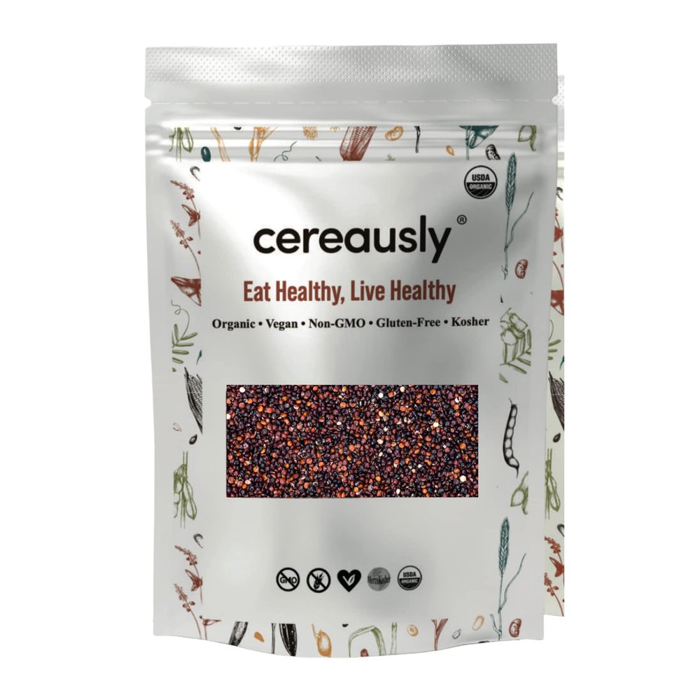 CEREAUSLY Organic Black Quinoa  Premium Royal Quinoa from Bolivia  Kosher and Non-GMO Quinoa Bulk  Vegan and Gluten-Fee Cooking Quinoa  4 LB