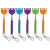 6 Pc Extendable Telescoping Metal Back Itching Scratcher Hand Massager Keychain view 1