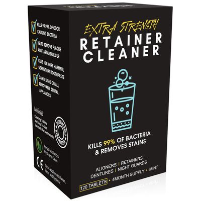 MySmile Retainer Cleaner Tablets - 120 Tabs (4 Months Supply) - Fresh in 3 Minutes - Denture Cleaning Tablets for Removes Plaque, Odors, Stains from Aligner, Invisalign, Mouth Guard, Night Guard