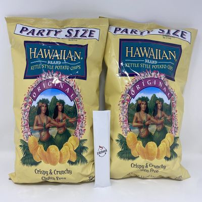 Hawaiian Crispy And Crunchy Kettle Style Potato Chips Original Bundled With Kokobunch Kit Party Size 2-13oz PACK