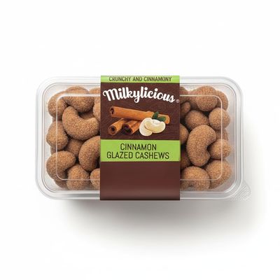 Premium Hand Roasted Cinnamon Glazed Cashews | Plant-Based Delicious Sweet Crunchy Snack with a mouthwatering flavor| Perfect for Gifting Baking Adventures Parties | Power packed with Nutrients in 4 oz. Clamshells| Proudly Made in USA by Milkylicious