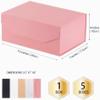 PACKGILO 1PCS Pink Gift Box with Ribbon 9.5x7x4 InchesSturdy Gift Box with Lid for Gift Packaging, Foldable Magnetic Closure Storage Boxes, Bridesmaid proposal box, Rectangle Collapsible Box view 3