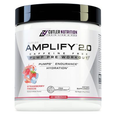 Cutler Nutrition Amplify Pump Pre Workout Caffeine Free Nitric Oxide Booster containing Arginine and Citrulline Pre-Workout for Maximum Pumps Flavor Strawberry