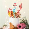 24 PCS Christmas Party Favors Drinking Straws Reusable Xmas Plastic Straw with Cartoon Decoration for Kids Christmas Party Supplies for New Year, Christmas, Birthday Party, 8 Styles view 3