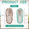 Jecery 2 Pairs Microfiber Cleaning Mop Slippers for Floor Cleaning House Mop Shoes Men and Women Washable Unisex Dusting Slippers Dirt Tool Supplies(Medium,Green, Coffee) view 3