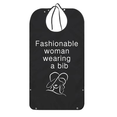 KINBOM Funny Adult Bibs, Dining Clothing Protector Washable and Reusable Bibs for Adults with Crumb Catcher for Adults Elderly and Disabled(Fashionable Woman Wearing a Bib)