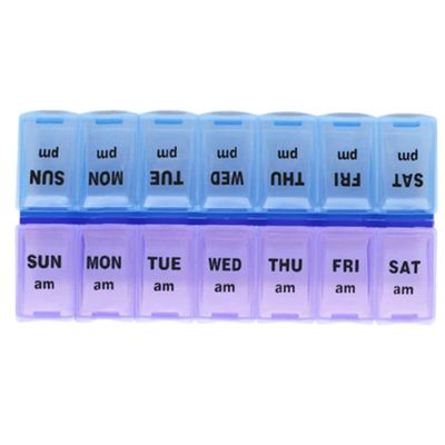 Pill Organizer 7 Day Am/Pm, 2 Times a Day Large Weekly Pill Box, Large Pill Box, Portable Travel Daily Pill Case for Vitamin, Fish Oil and Supplements