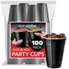 Stock Your Home Black Plastic Cups Disposable, 16oz (100 Count) Heavy-Duty, Large Party Cup Pack Bulk Pack for Drinking Punch, Soda, Wine, Beer, 4th of July, Halloween view 1