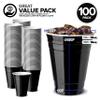 Stock Your Home Black Plastic Cups Disposable, 16oz (100 Count) Heavy-Duty, Large Party Cup Pack Bulk Pack for Drinking Punch, Soda, Wine, Beer, 4th of July, Halloween view 2