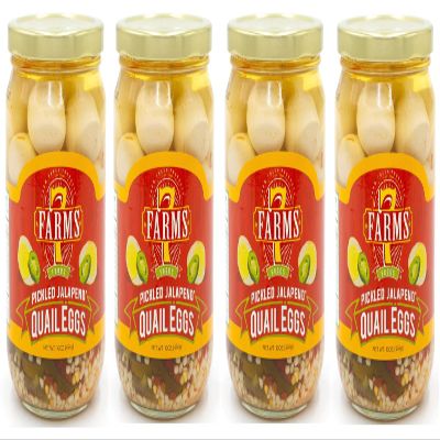 7 Farms Pickled Jalapeno Quail Eggs 4 Jars Net Wt. 16 Oz (454g)
