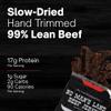 No Mans Land Slow-Dried Beef Jerky | Smoked & Seasoned Jerky Strips | High Protein, Low Carb, Low Calorie Beef Snack | Gluten Free - HOT 3oz Bag view 3