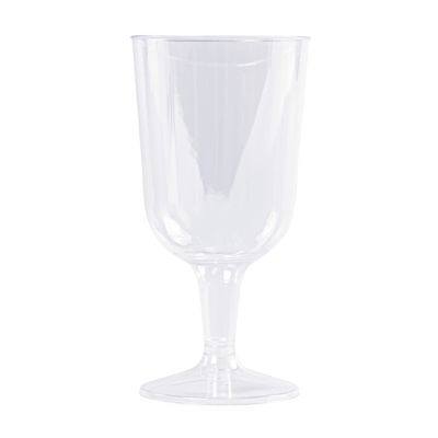 DecorFest 240 Pieces Premium Quality Plastic Wine Glasses 5.5 oz Disposable Handle Sturdy Fancy Cups for Parties Weddings and Special Events - Clear