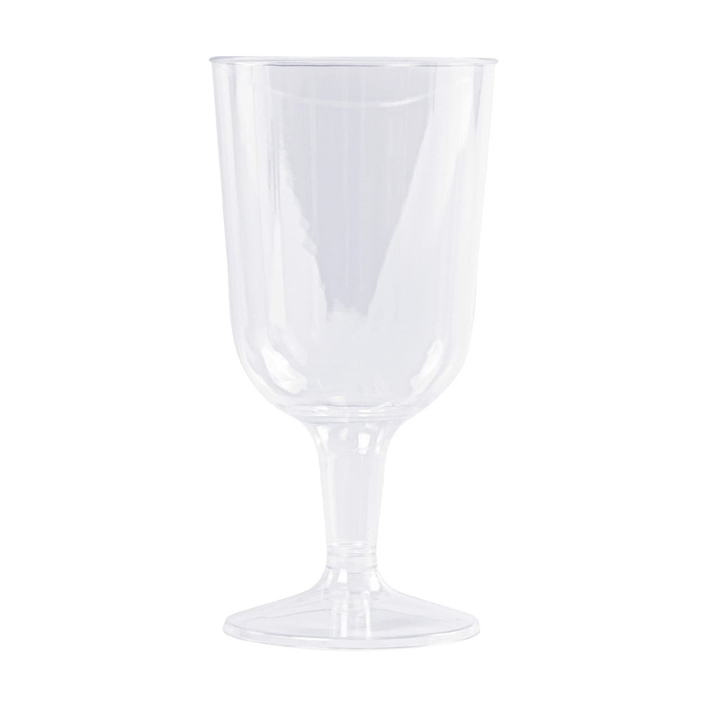 DecorFest 240 Pieces Premium Quality Plastic Wine Glasses 5.5 oz Disposable Handle Sturdy Fancy Cups for Parties Weddings and Special Events - Clear