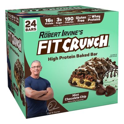 FITCRUNCH Protein Bar, Snack Size Protein Bar, Gluten Free, Value Pack (24 Snack Size Bars, Mint Chocolate Chip)