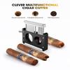 XIFEI Cigar Cutter V-Cut Guillotine,4 in 1 Straight Cut V Cutter with Cigar Punch Cigar Holder Stainless Steel Blade Ergonomic Design with Secure-Lock 60 RG Cigar Accessories (Black) view 2