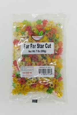 Desi Kitchen Far Far/Fryums Wheat Pellet Uncooked, great substitute of papadam/Star Cut, 200gm (7oz)