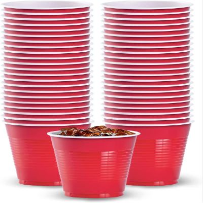 Hanna K. Signature Collection Red Plastic Cups 18 Oz. Solid Color Premium Heavy Weight Disposable Party Cups 600 Count - Elegant & Durable, Perfect for Parties, Weddings & Everyday Use