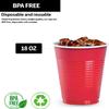 Hanna K. Signature Collection Red Plastic Cups 18 Oz. Solid Color Premium Heavy Weight Disposable Party Cups 600 Count - Elegant & Durable, Perfect for Parties, Weddings & Everyday Use view 2
