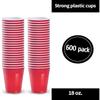 Hanna K. Signature Collection Red Plastic Cups 18 Oz. Solid Color Premium Heavy Weight Disposable Party Cups 600 Count - Elegant & Durable, Perfect for Parties, Weddings & Everyday Use view 4