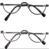 REAVEE 2 Pack Half Lens Reading Glasses for Men Women Spring Hinge Metal Half Frame Readers Slim Half Moon Eyeglasses with Pouch, Black and Gun Grey 3.5 view 1
