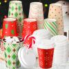 Funtery 36 Set 12 oz Christmas Day Paper Cups with Lids Disposable Paper Cups Christmas Hot Cocoa Party Supplies for Coffee Tea Beverage,6 Styles view 1