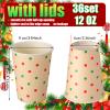 Funtery 36 Set 12 oz Christmas Day Paper Cups with Lids Disposable Paper Cups Christmas Hot Cocoa Party Supplies for Coffee Tea Beverage,6 Styles view 3