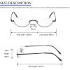REAVEE 2 Pack Half Lens Reading Glasses for Men Women Spring Hinge Metal Half Frame Readers Slim Half Moon Eyeglasses with Pouch, Black and Gun Grey 1.5 view 4