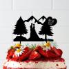 Mr And Mrs Wedding Cake Topper Couple Married Bride Cake Toppers Bride And Groom Silhouette Cake Topper Custom Couple Name Engagement Wedding Cake Toppers Black Acrylic Cake Topper view 3