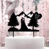 Mr And Mrs Wedding Cake Topper Couple Married Bride Cake Toppers Bride And Groom Silhouette Cake Topper Custom Couple Name Engagement Wedding Cake Toppers Black Acrylic Cake Topper view 4