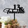 13 & Fabulous Cake Toppers Personalized Happy Birthday Cake Topper Black Acrylic Happy Birthday Cake Topper Party Decorations Happy Birthday Gift to Boys Girls Friend Cake Toppers view 4
