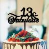 13 & Fabulous Cake Topper Black Acrylic Happy Birthday Cake Toppers Party Supplies Custom Anniversary Birthday Cake Topper Party Decoration Happy Birthday Gift to Children Women Cake Toppers view 1