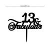 13 & Fabulous Cake Topper Black Acrylic Happy Birthday Cake Toppers Party Supplies Custom Anniversary Birthday Cake Topper Party Decoration Happy Birthday Gift to Children Women Cake Toppers view 2