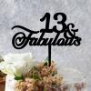 13 & Fabulous Cake Topper Black Acrylic Happy Birthday Cake Toppers Party Supplies Custom Anniversary Birthday Cake Topper Party Decoration Happy Birthday Gift to Children Women Cake Toppers view 4