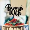 10th Cake Toppers Personalized Topper Happy Birthday Cake Decor Black Acrylic Happy Birthday Party Decorations Cake Toppers Happy Birthday Gift to Boys Girls Friend Cake Toppers view 1