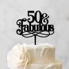 50 & Fabulous Cake Topper Black Acrylic Happy Birthday Cake Topper Party Decorations Custom Birthday Cake Topper Decorations for Men Women Happy Birthday Gift to Children Women Cake Toppers view 3