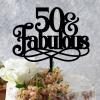 50 & Fabulous Cake Topper Black Acrylic Happy Birthday Cake Topper Party Decorations Custom Birthday Cake Topper Decorations for Men Women Happy Birthday Gift to Children Women Cake Toppers view 4