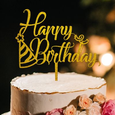 Beard Dad Father Birthday Gold Cake Toppers Birthday Personalized Name Cake Topper Gold Acrylic Happy Birthday Cake Toppers Party Supplies Happy Birthday Gift to Boys Girls Friend Cake Toppers