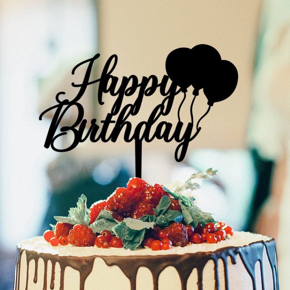 Sweet Birthday Cake Toppers Custom Birthday Cake Decor Party Topper Black Acrylic Birthday Party Decorations Happy Birthday Topper Happy Birthday Gift to Boys Girls Friend Cake Toppers