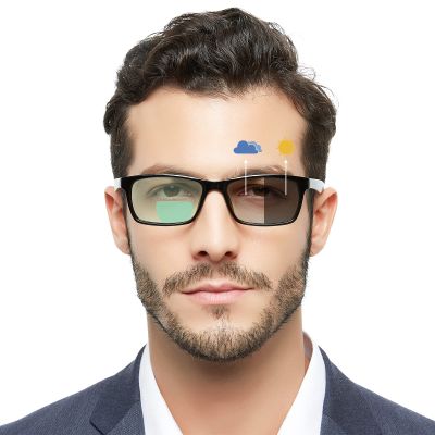 OCCI CHIARI Photochromic Bifocal Reading Glasses Mens,Transition Square UV Protection Sunglasses Readers 1.0 1.5 2.0 2.5 3.0 3.5 4.0(Black +400)