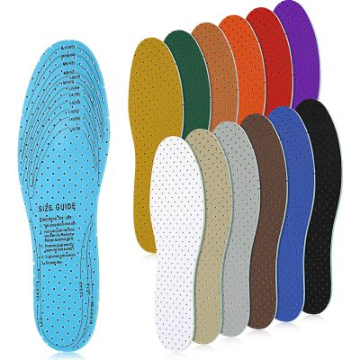 12 Pairs Shoe Insoles Women Thin Breathable Shoe Pads Inserts Ultra Soft Cushioning Walking Comfort Double Layer Latex Insoles with Holes Fit in Any Shoe Unisex, Men 7-11 Woman 2-8 (Simple Colors)