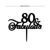 80 & Fabulous Cake Toppers Custom Happy Birthday Personalized Cake Topper Black Acrylic Birthday Party Decorations Happy Birthday Topper Happy Birthday Gift to Boys Girls Friend Cake Toppers view 2