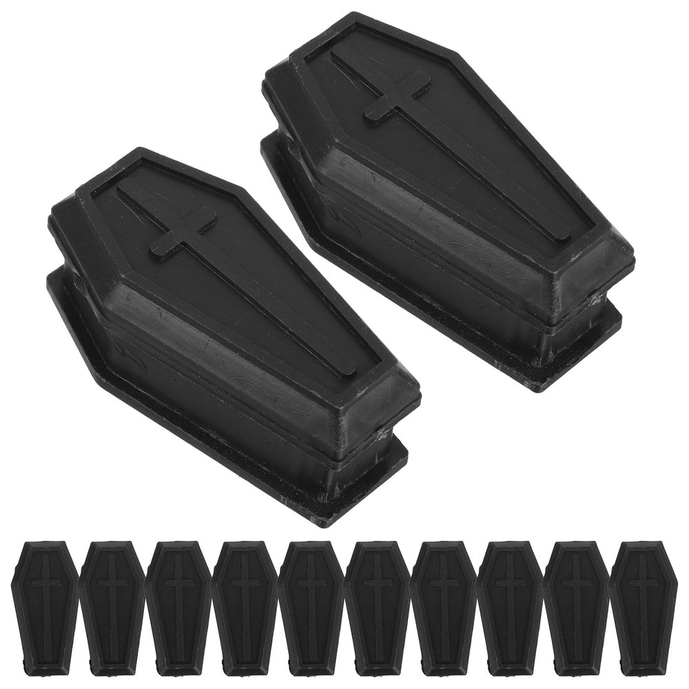Zerodeko 12 Pieces Mini Black Coffins Boxes, Halloween Coffin Treat Boxes, Plastic Casket s, Shaped Candy Box with Lid, Mini Favor s for Halloween Decorations Party