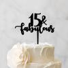15 & Fabulous Cake Topper Black Acrylic Birthday Cake Topper Party Decor Supplies Personalized Name & Age Birthday Cake Topper Happy Birthday Gift to Children Adults Men Women Cake Toppers view 3